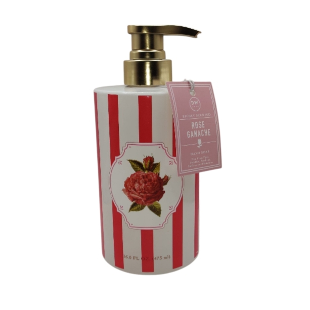 DW Home Rose Ganache Hand Soap - Red Stripes with Gold Pump